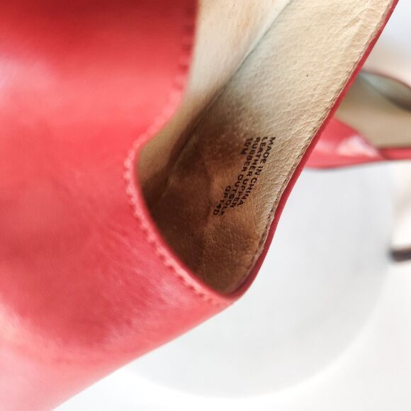 Michael Kors Heels Size 10 Red Leather Pointy Toe Ankle Strap Stiletto Brinkley - Picture 8 of 11